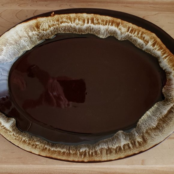 Pfaltzgraff USA Gourmet Brown Drip Oval Platter Serving Plate #20 Approx. 14" - Picture 3 of 5